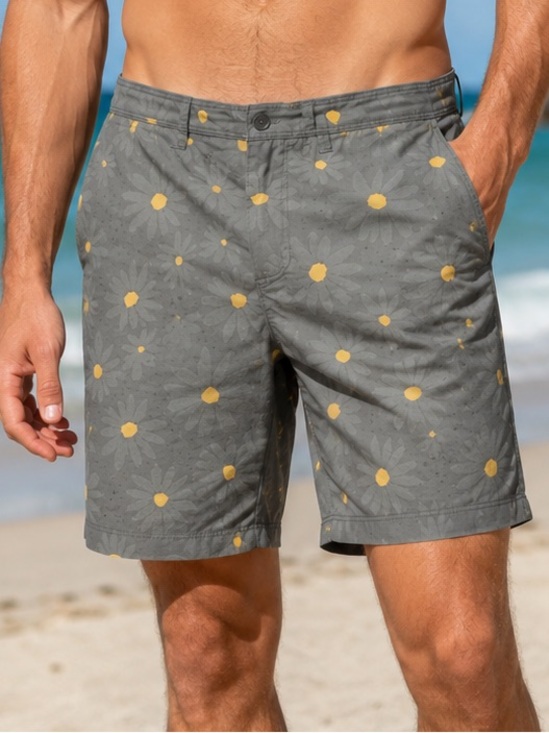 Civil Society Other - the Civil Society Navarro Shorts in a Charcoal Daisy Print 32